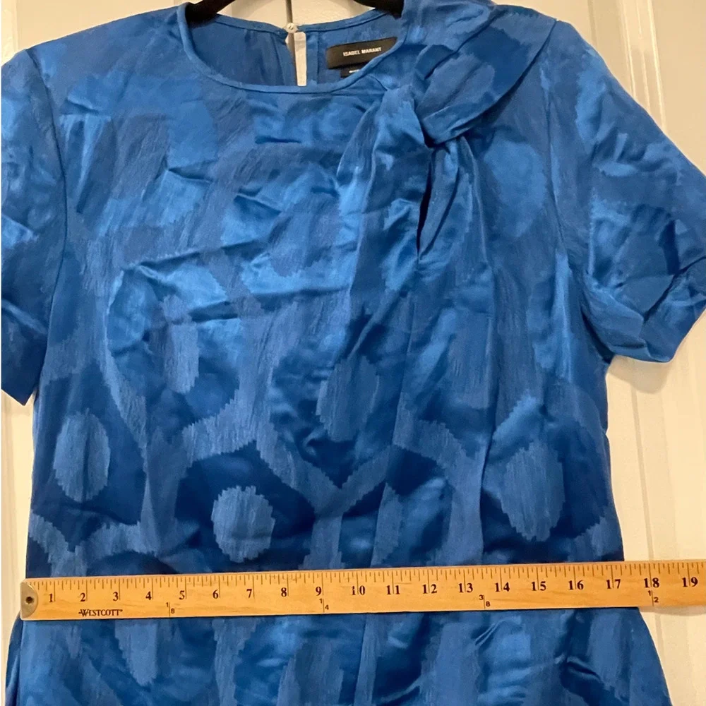 Isabel Marant 10 Jacquard Mini Wrap Dress $595 Short Sleeve Bright Royal Blue 42 - Picture 14 of 16
